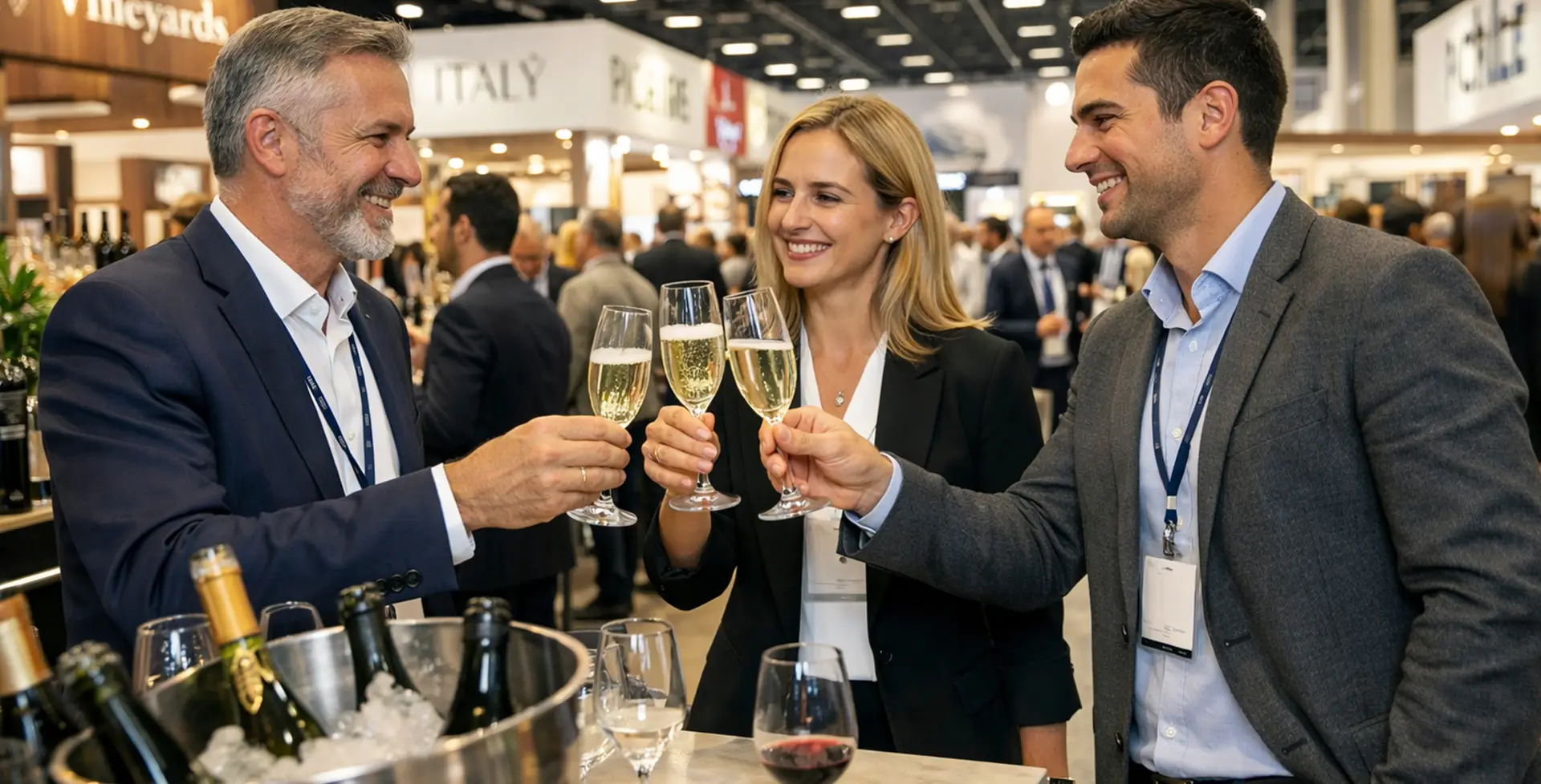 Pessoas brindando em evento social.